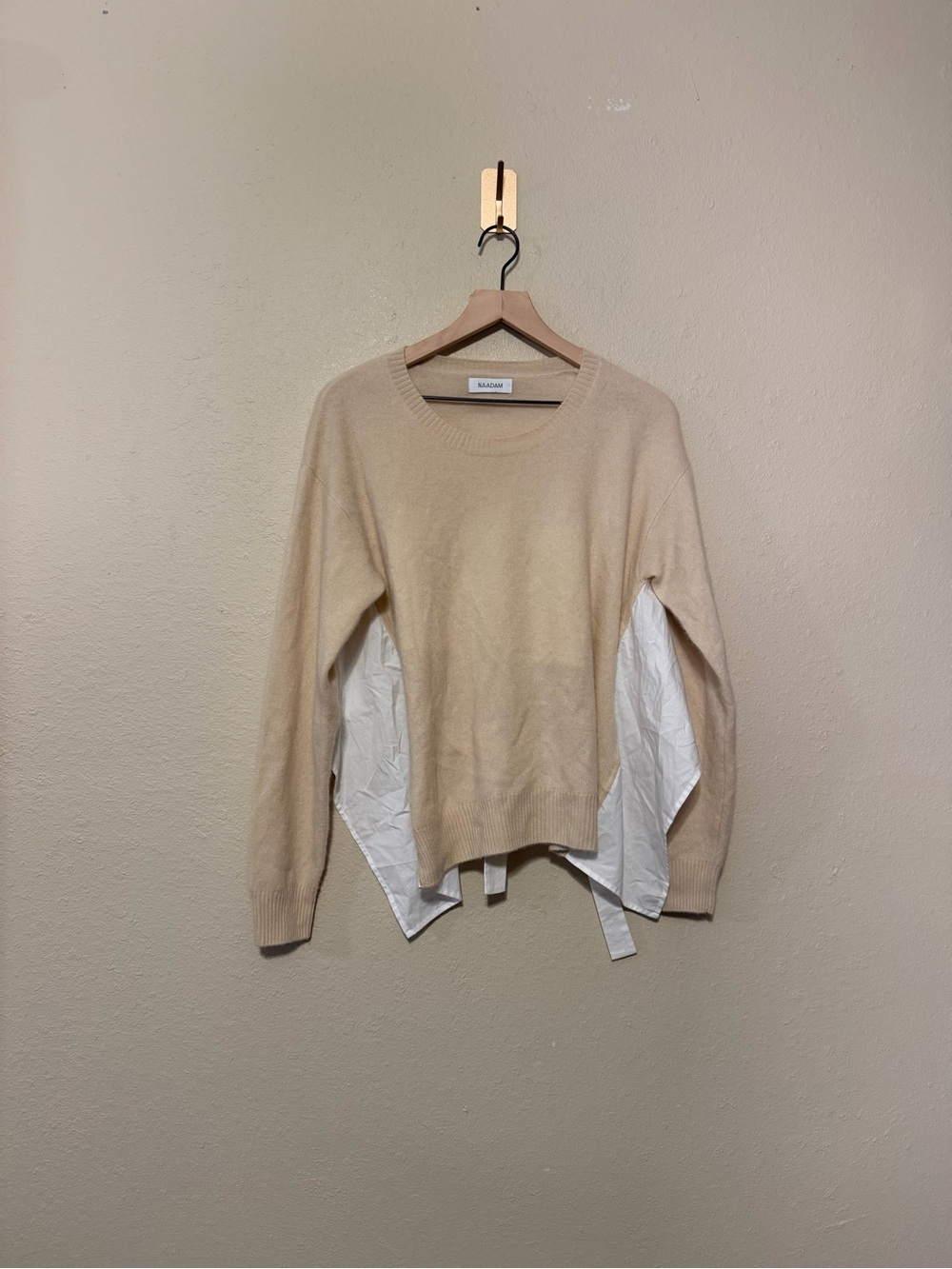 NAADAM cotton cashmere mixed media cardigan in neutral Size Medium